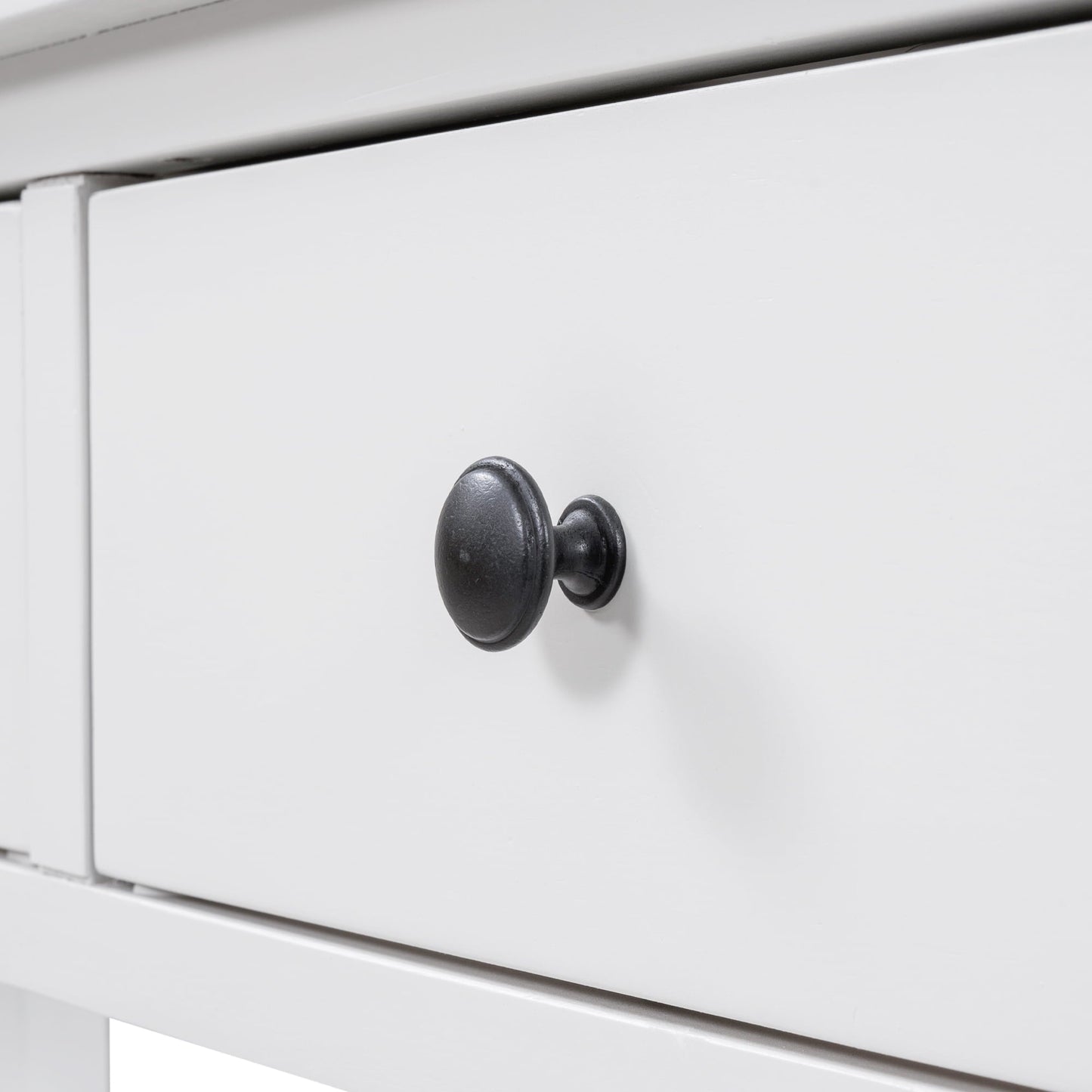 FARONZE Retro Design Console Table with Two Open Shelves, Antique White, Pine Solid Wood Frame