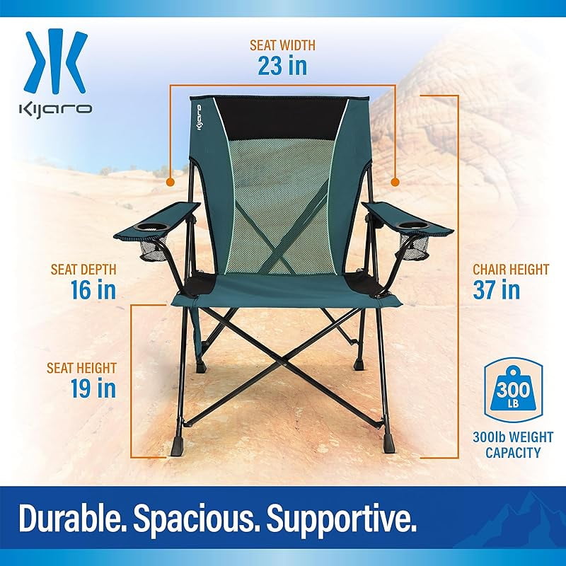 Dual Lock Folding Camp Chair - Versatile Sports Chair With Locks Position for Outdoors - Cayman Blue Iguana