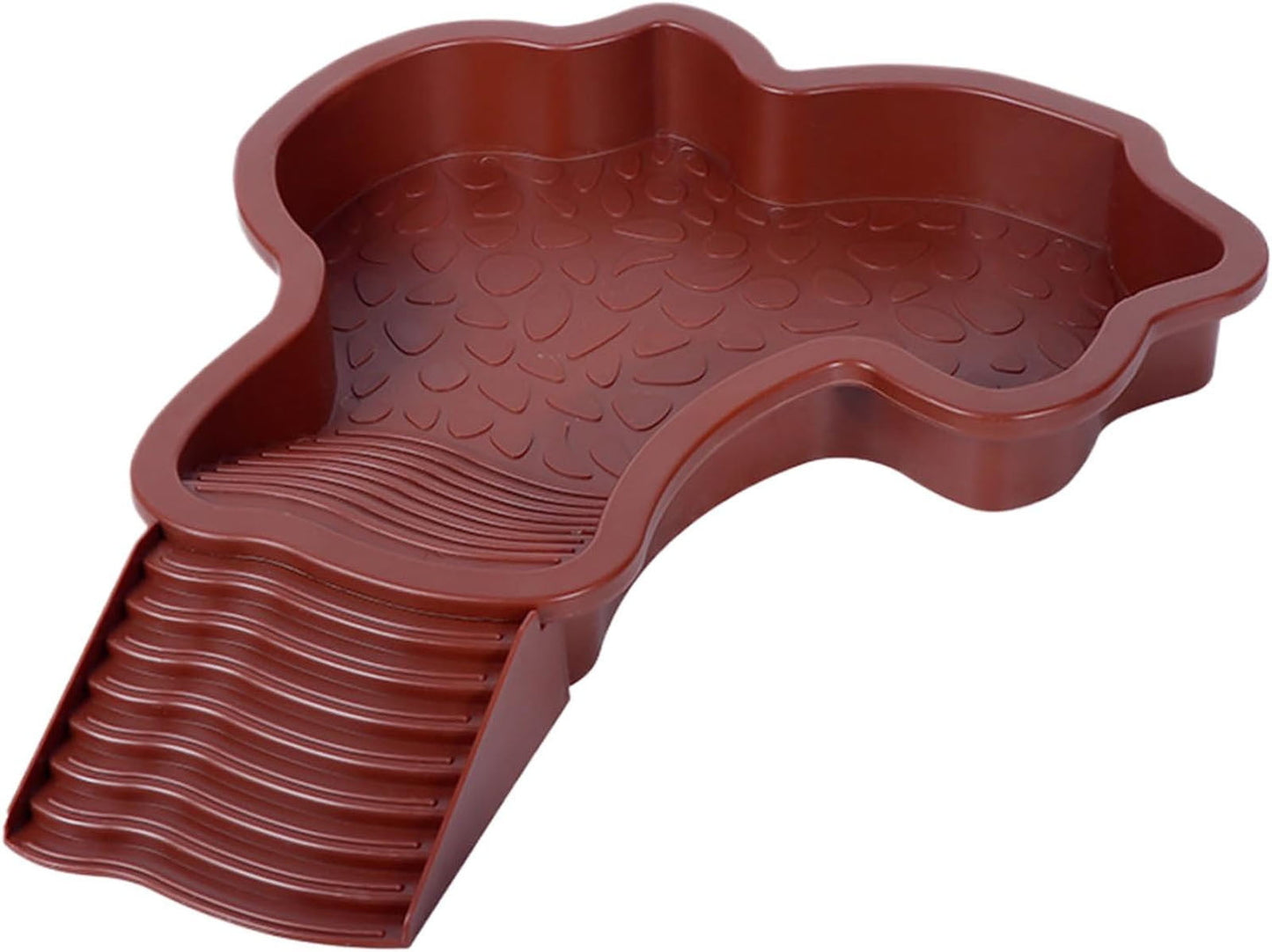 Extra Large Reptile Bathing Pool Reptile Feeding Dish Water Bowl with Ramp Aquarium Ornament for Gecko, Snake, Turtle, Bearded Dragon, Lizard Bath (Brown Red)