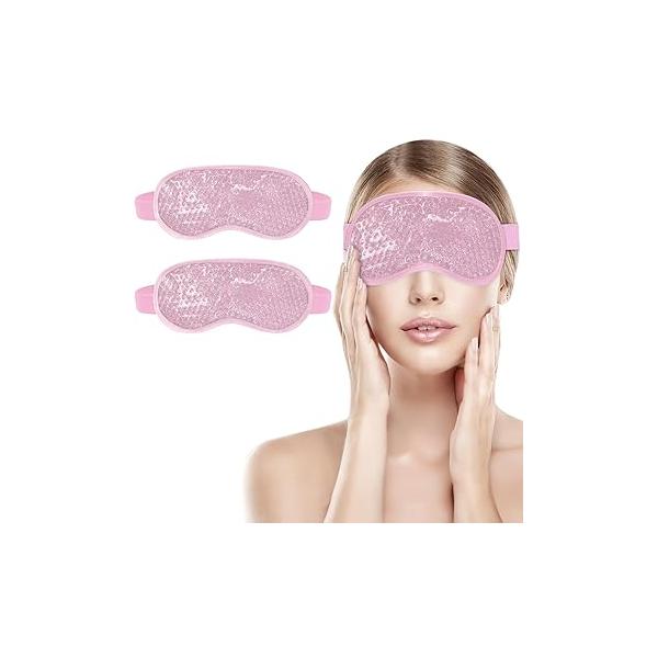 candyfouse 2Pack Cold Cooling Eye Mask, Reusable Hot Colder Therapy Gel Bead with Plush Backing for Puffiness Migraine Stress Relief Skin Care Dry Eyes