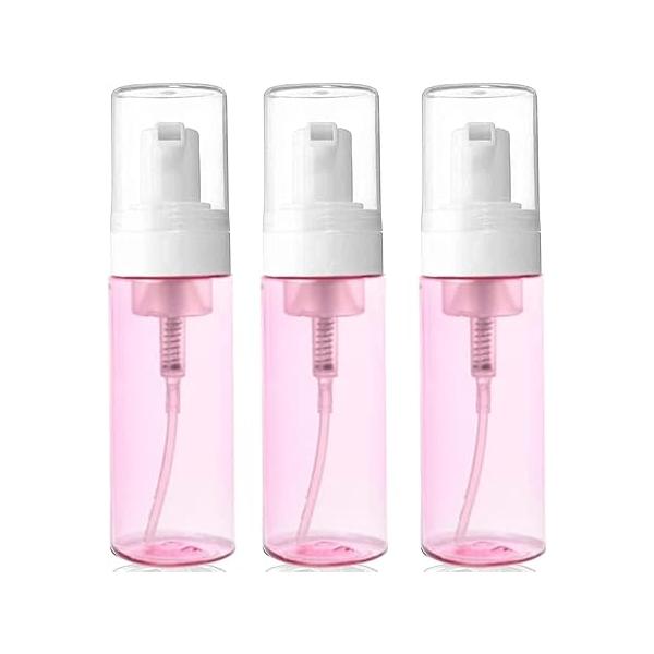 3-Pack Travel-Sized Foaming Pump Bottles - Empty Liquid Soap Dispensers for Refillable Travel Hand Shampoo Castile Cosmetics BPA Free (100ml/3.3oz) (Clear)