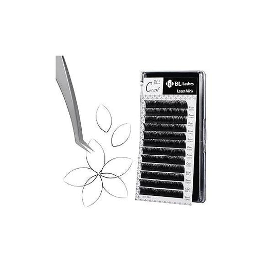 "BL BL Laser Mink Classic Synthetic Lashes, 0.15 Thickness, C Curl 12mm, Natural Semi Permanent Eyelashes, Longer-lasting Eyelash Extension Supplies"