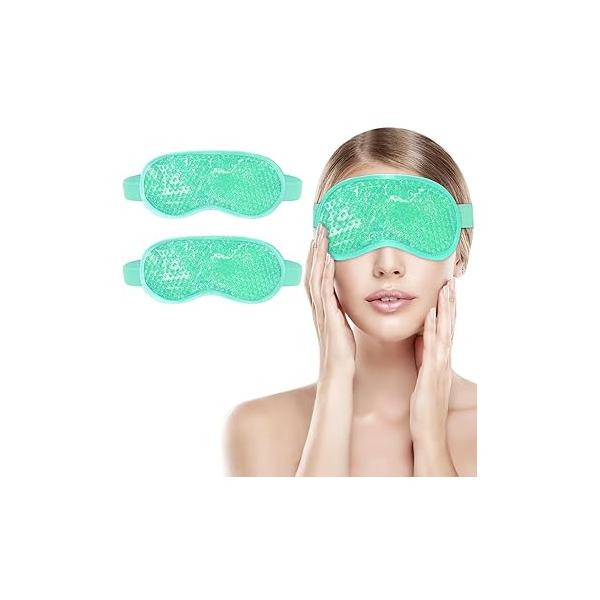 candyfouse 2Pack Cold Cooling Eye Mask, Reusable Hot Colder Therapy Gel Bead with Plush Backing for Puffiness Migraine Stress Relief Skin Care Dry Eyes