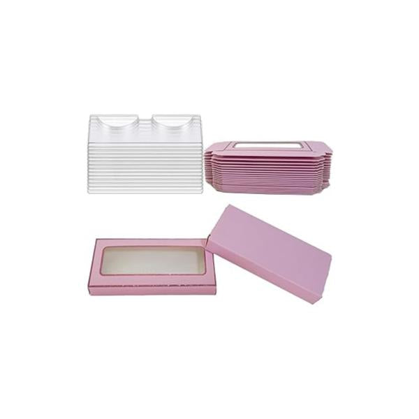 40 Pieces Lash Packaging Wholesale Empty Eyelashes Box and False Trays, 20 Eyelash Boxes with Tray (Black)