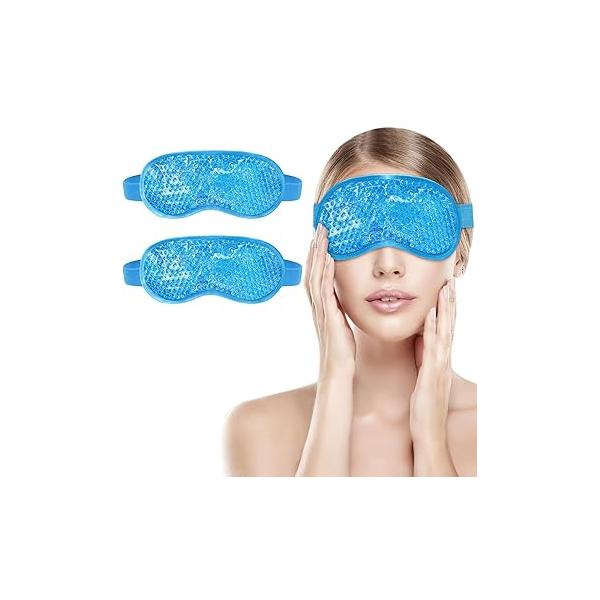 candyfouse 2Pack Cold Cooling Eye Mask, Reusable Hot Colder Therapy Gel Bead with Plush Backing for Puffiness Migraine Stress Relief Skin Care Dry Eyes