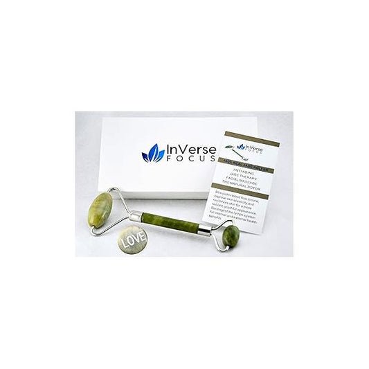 #1 BEST JADE FACE ROLLER - InVerse Focus AUTHENTIC Jade Facial Roller GREAT MASSAGE. GIFT ITEM.