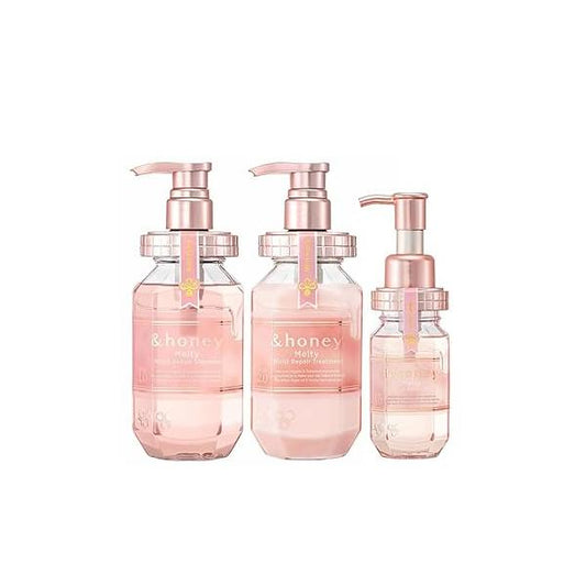 &honey Melty Moist Repair Shampoo, Treatment & Hair Oil Set + Free Tie