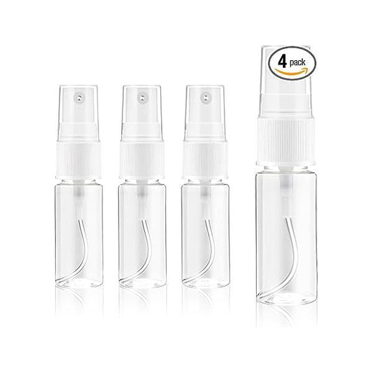 4 Pack Spray Bottle, Small Plastic Fine Mist Bottles Mini Empty Travel Refillable Liquid Containers for Perfume, Care Liquid, Cosmetics, Alcohol(15ml)