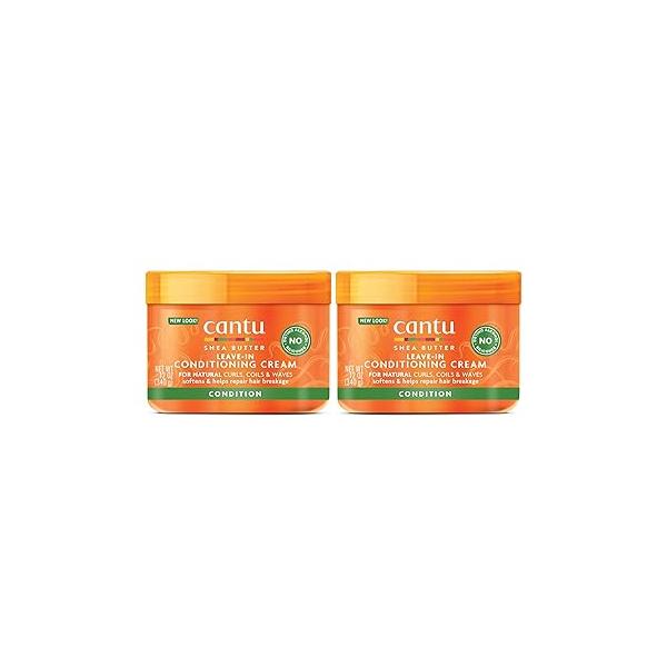 Cantu Leave-In Conditioning Cream for Natural Hair with Pure Shea Butter, 12 oz (Pack of 2)