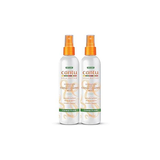 Cantu Leave-In Conditioning Mist with Pure Shea Butter, 8 fl oz (Pack of 2)