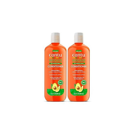 Cantu Avocado Hydrating Silicone-Free Conditioner with Pure Shea Butter, 13.5 oz (Pack of 2)