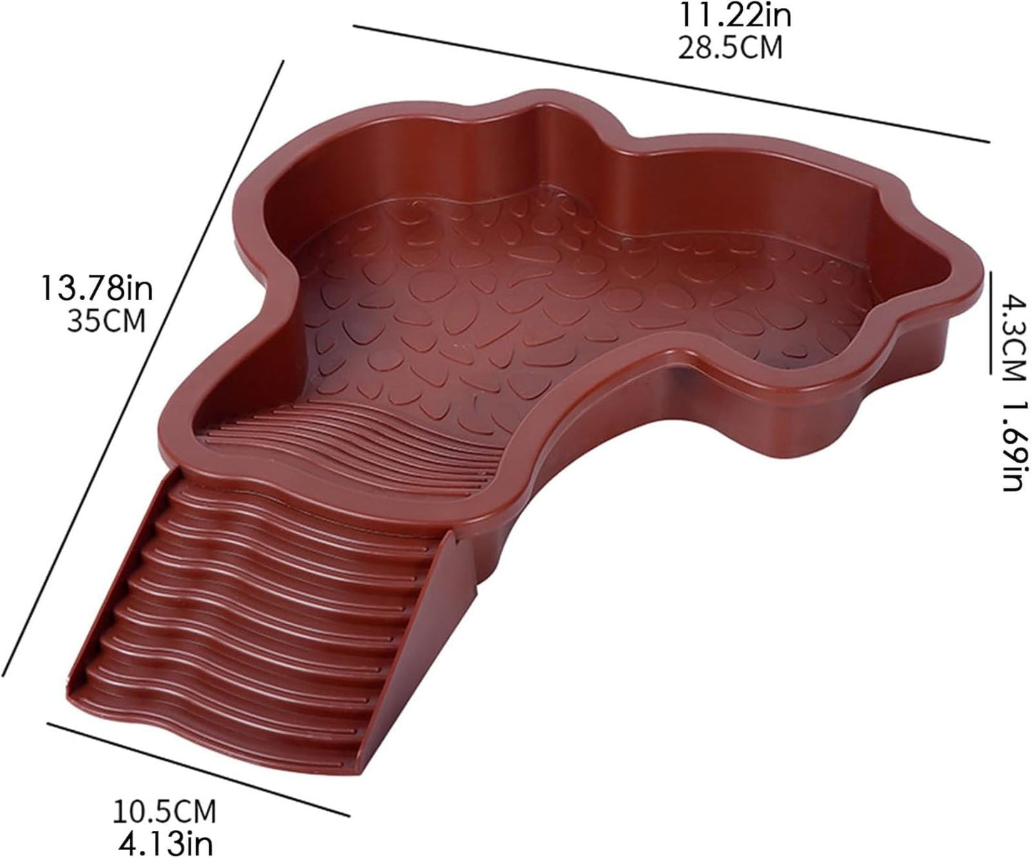 Extra Large Reptile Bathing Pool Reptile Feeding Dish Water Bowl with Ramp Aquarium Ornament for Gecko, Snake, Turtle, Bearded Dragon, Lizard Bath (Brown Red)